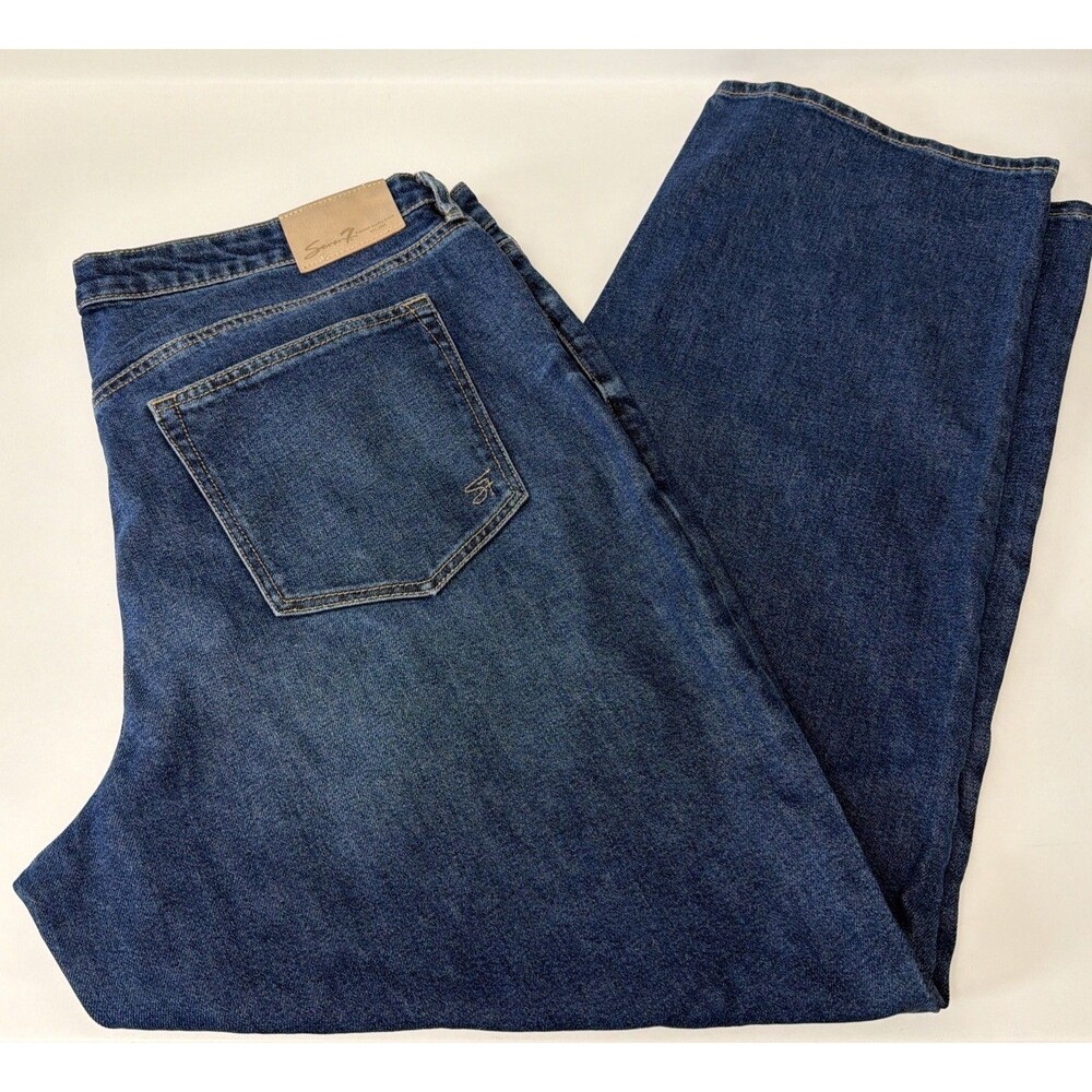 Seven7 Women's Dark Wash Loose Fit Straight Leg Denim Jeans Size 14